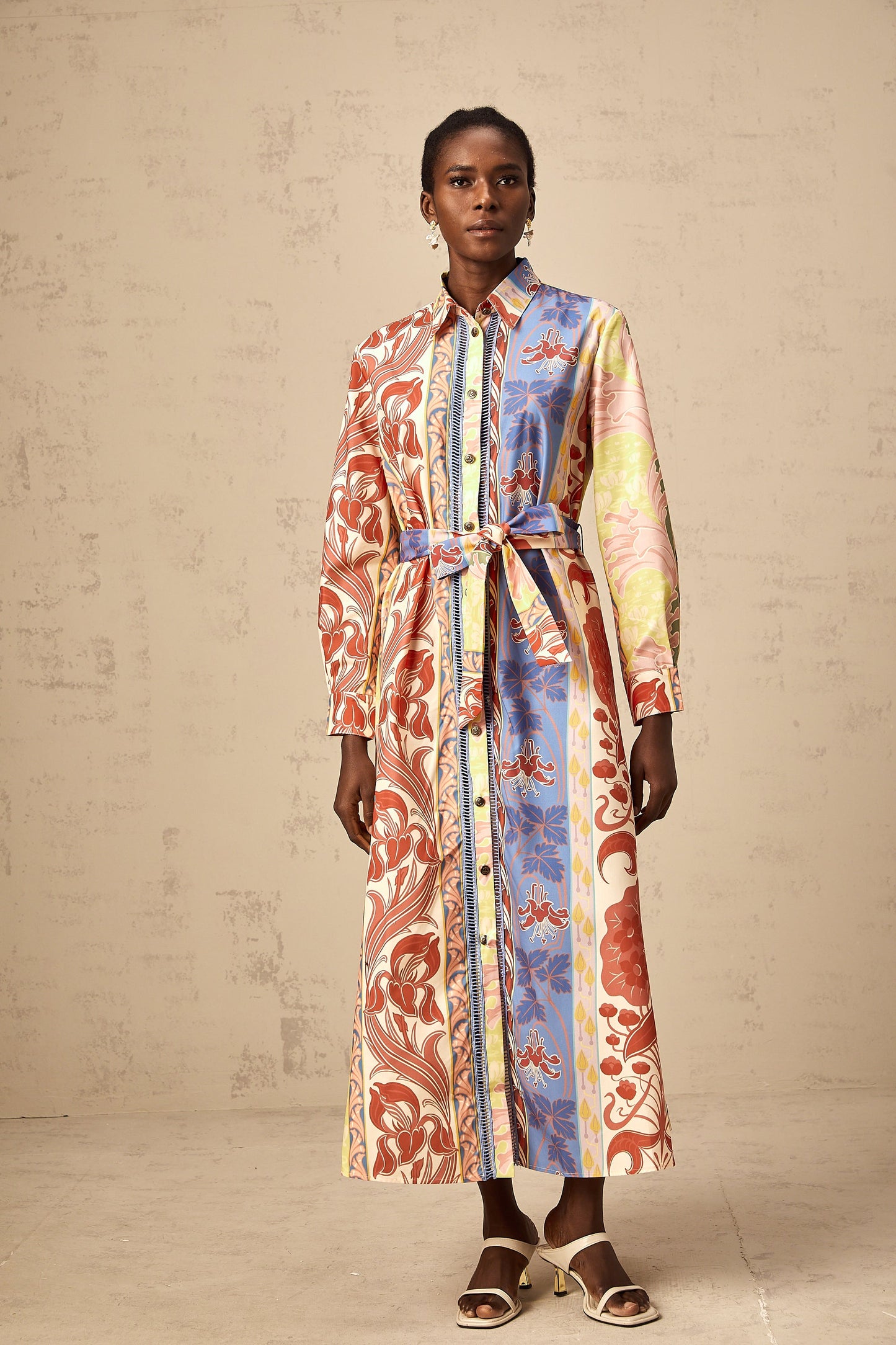 Levoire | Robe Chemise Midi En Popeline À Imprimé Floral