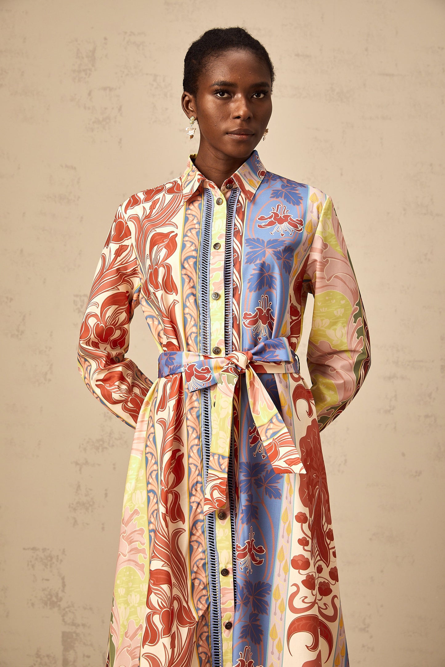 Levoire | Robe Chemise Midi En Popeline À Imprimé Floral