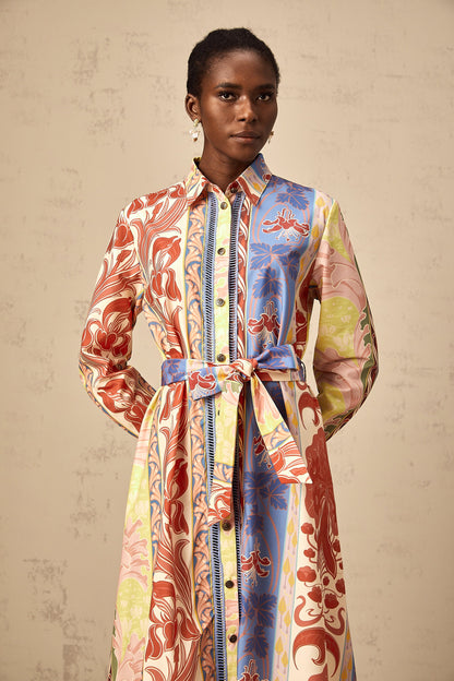 Levoire | Robe Chemise Midi En Popeline À Imprimé Floral