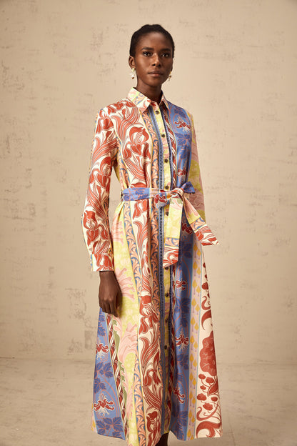 Levoire | Robe Chemise Midi En Popeline À Imprimé Floral