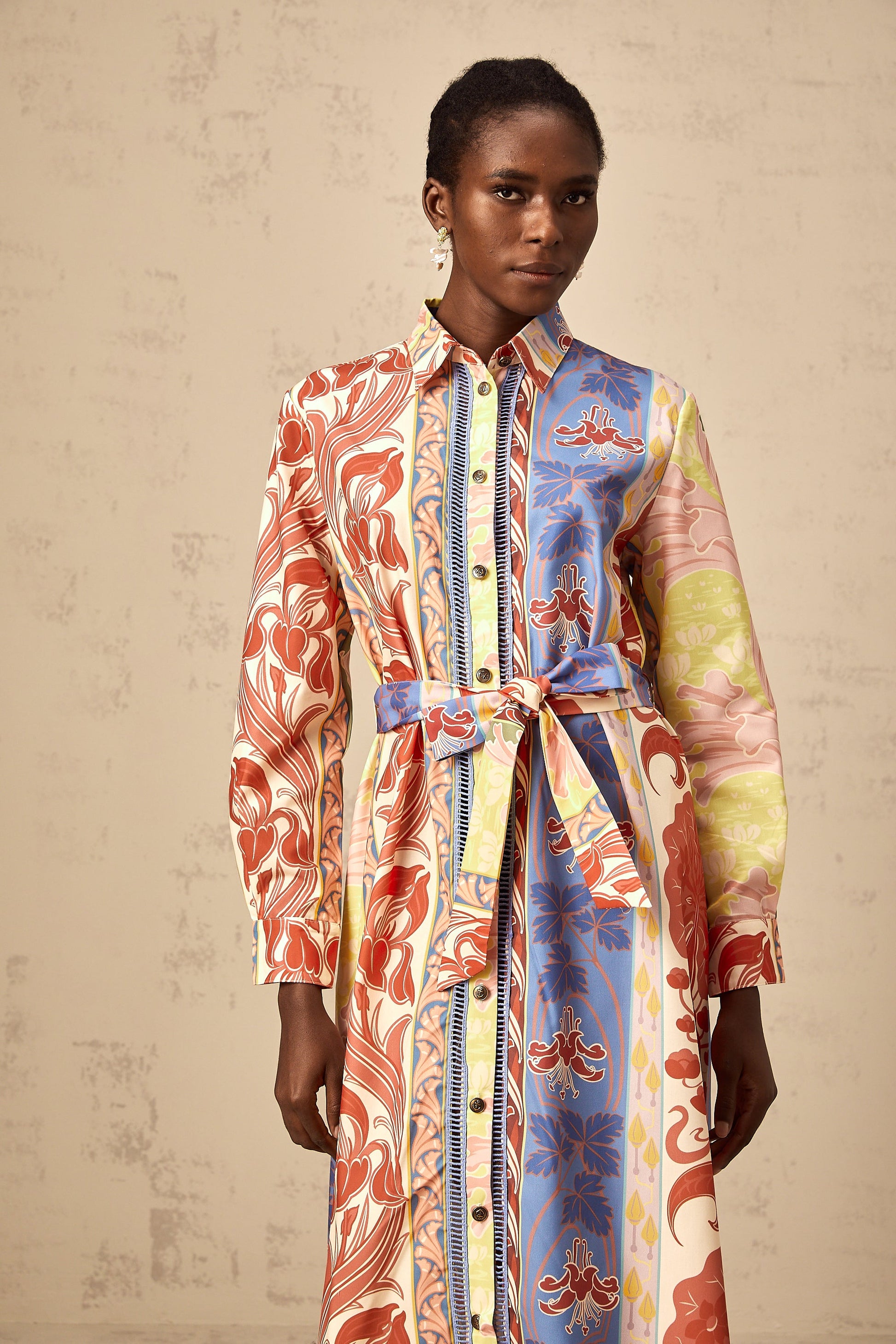 Levoire | Robe Chemise Midi En Popeline À Imprimé Floral