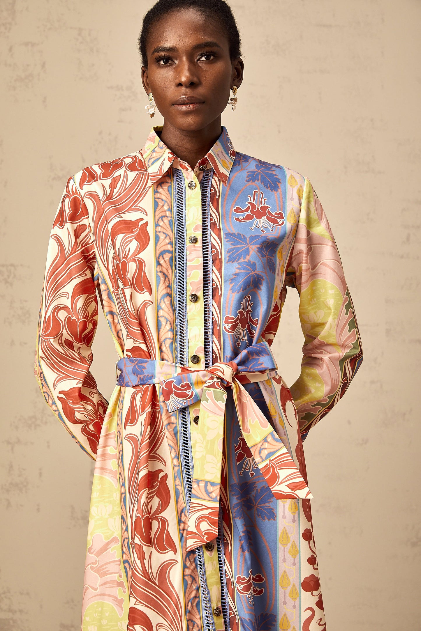 Levoire | Robe Chemise Midi En Popeline À Imprimé Floral