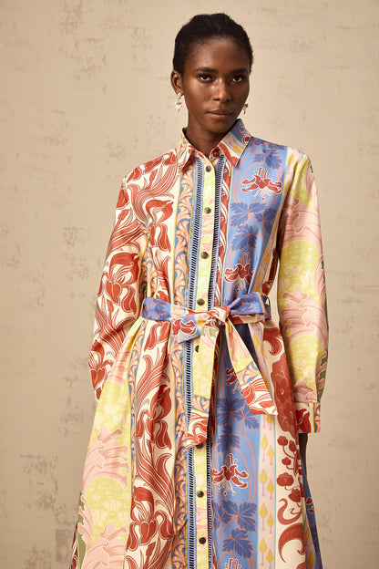 Levoire | Robe Chemise Midi En Popeline À Imprimé Floral