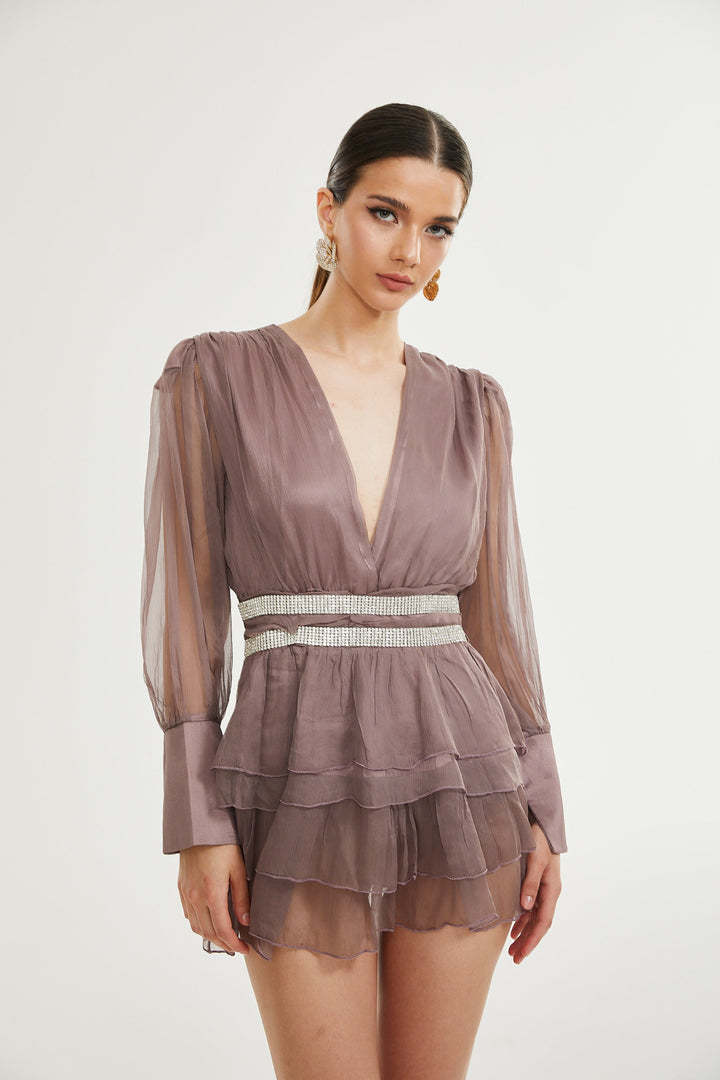 Levoire | Robe Mini En Soie Ornée De Cristaux