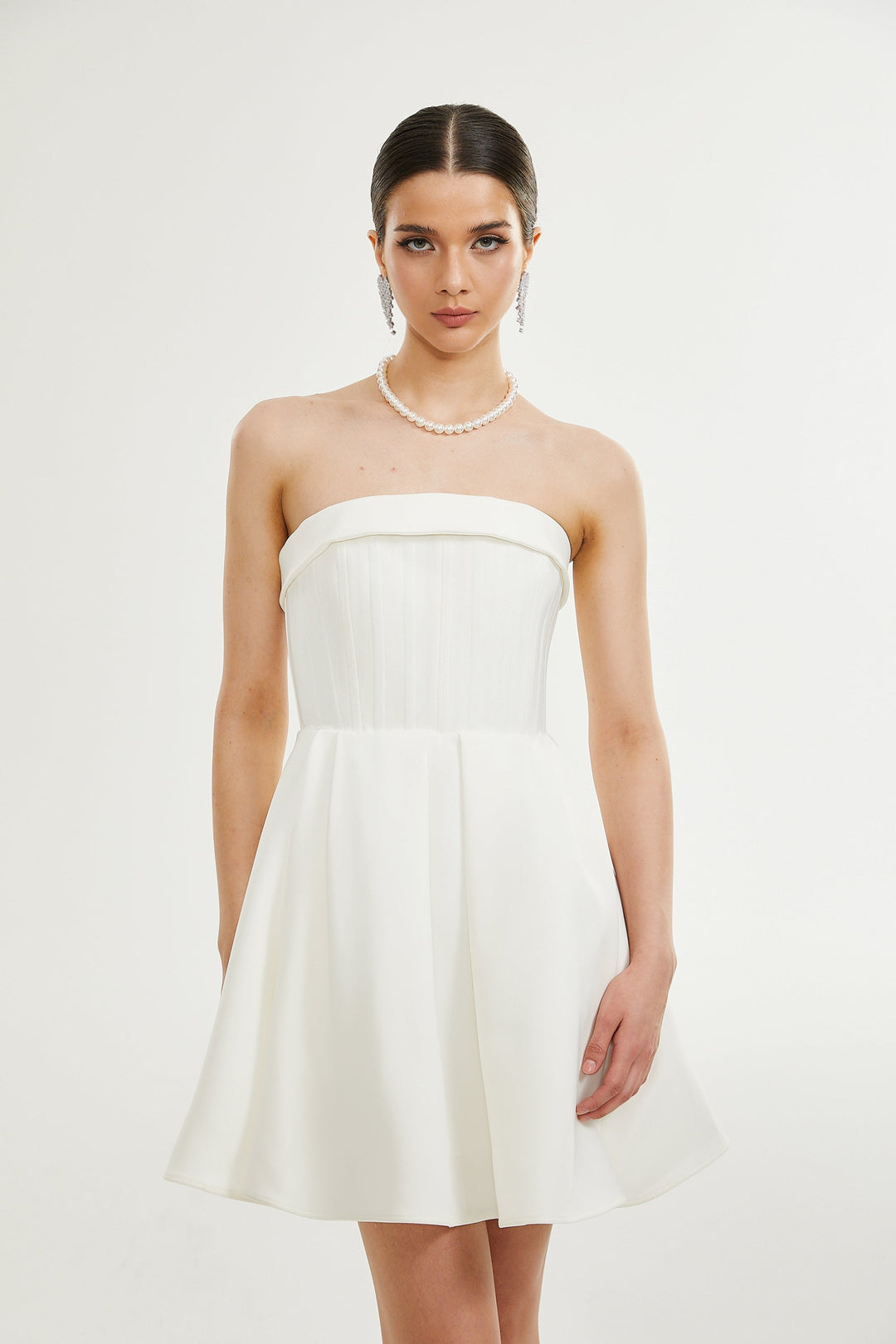 Levoire | Robe Évasée Blanche À Épaules Dénudées