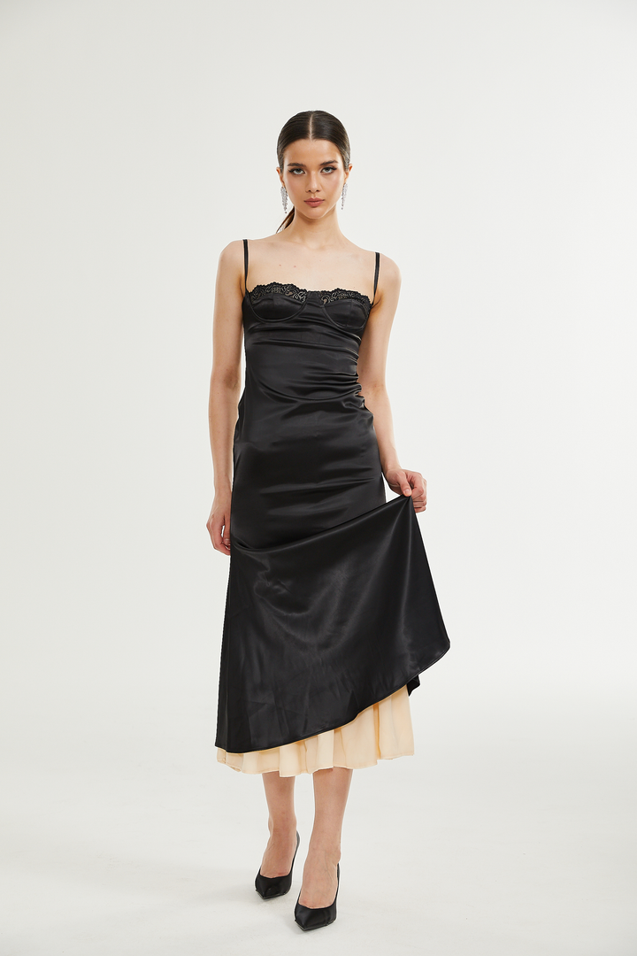 Levoire | Dentelle Satin Mi-Long Robe
