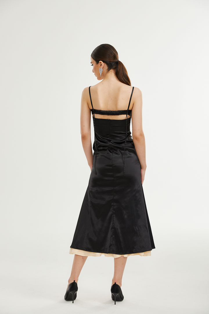 Levoire | Dentelle Satin Mi-Long Robe