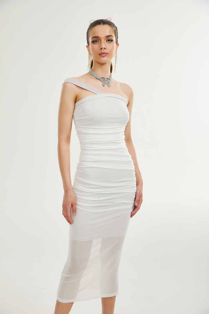 Levoire | Robe Midi Plissée À Epaule Dénudée