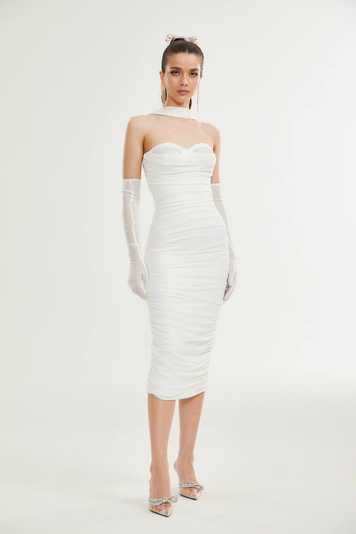 Levoire | Robe Midi En Maille Blanche