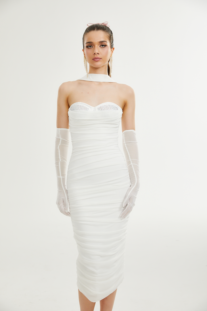 Levoire | Robe Midi En Maille Blanche