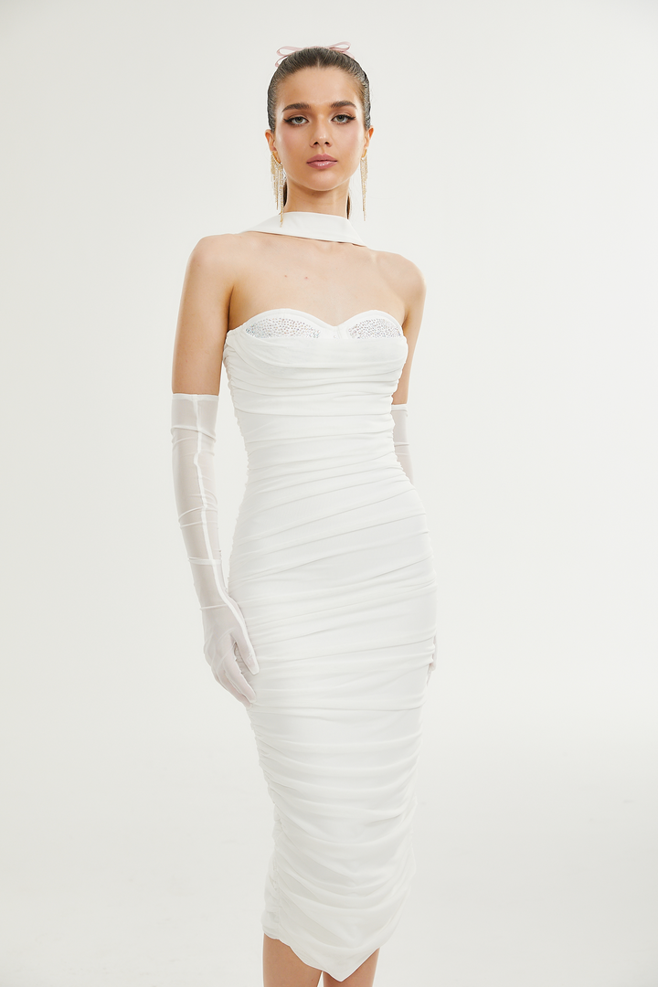 Levoire | Robe Midi En Maille Blanche