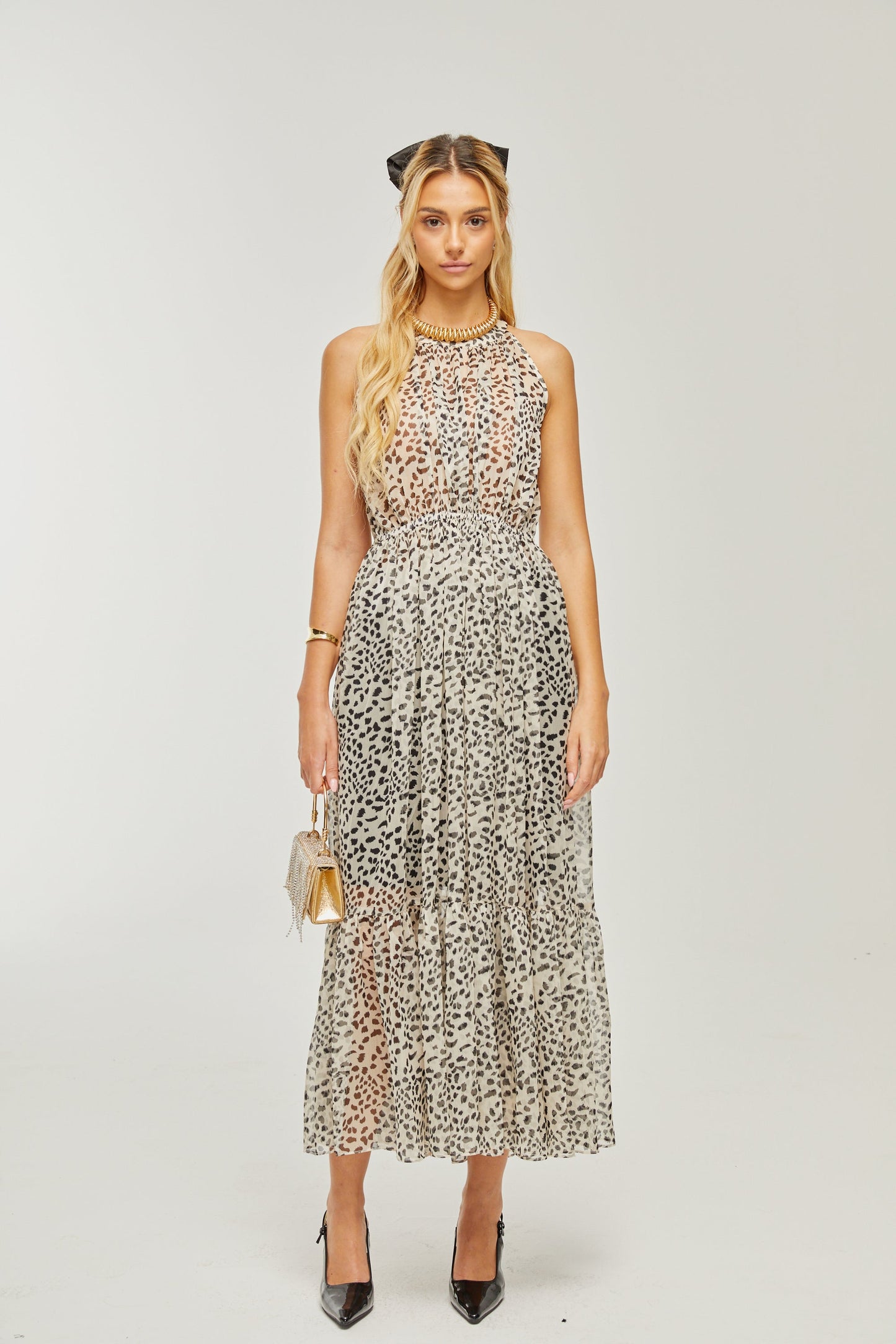 Levoire | Robe Midi Sans Manches À Motif Léopard