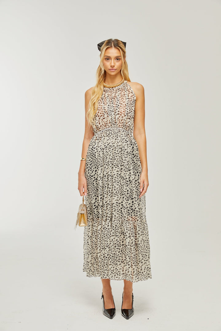 Levoire | Robe Midi Sans Manches À Motif Léopard