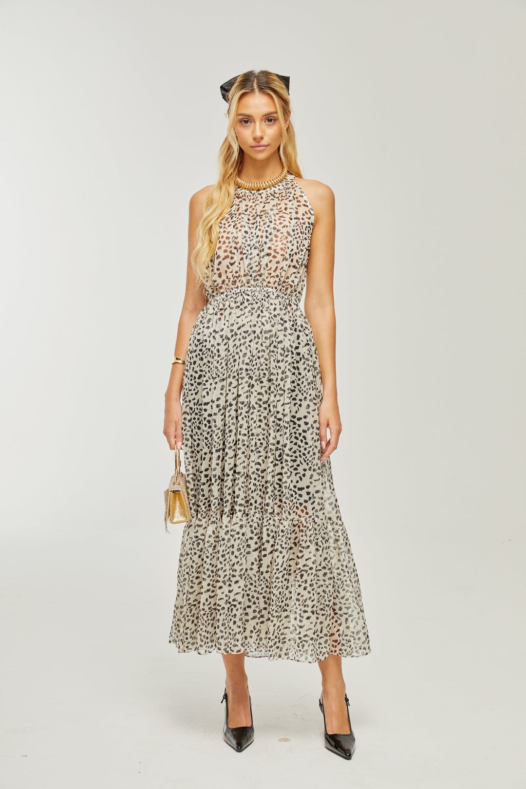Levoire | Robe Midi Sans Manches À Motif Léopard