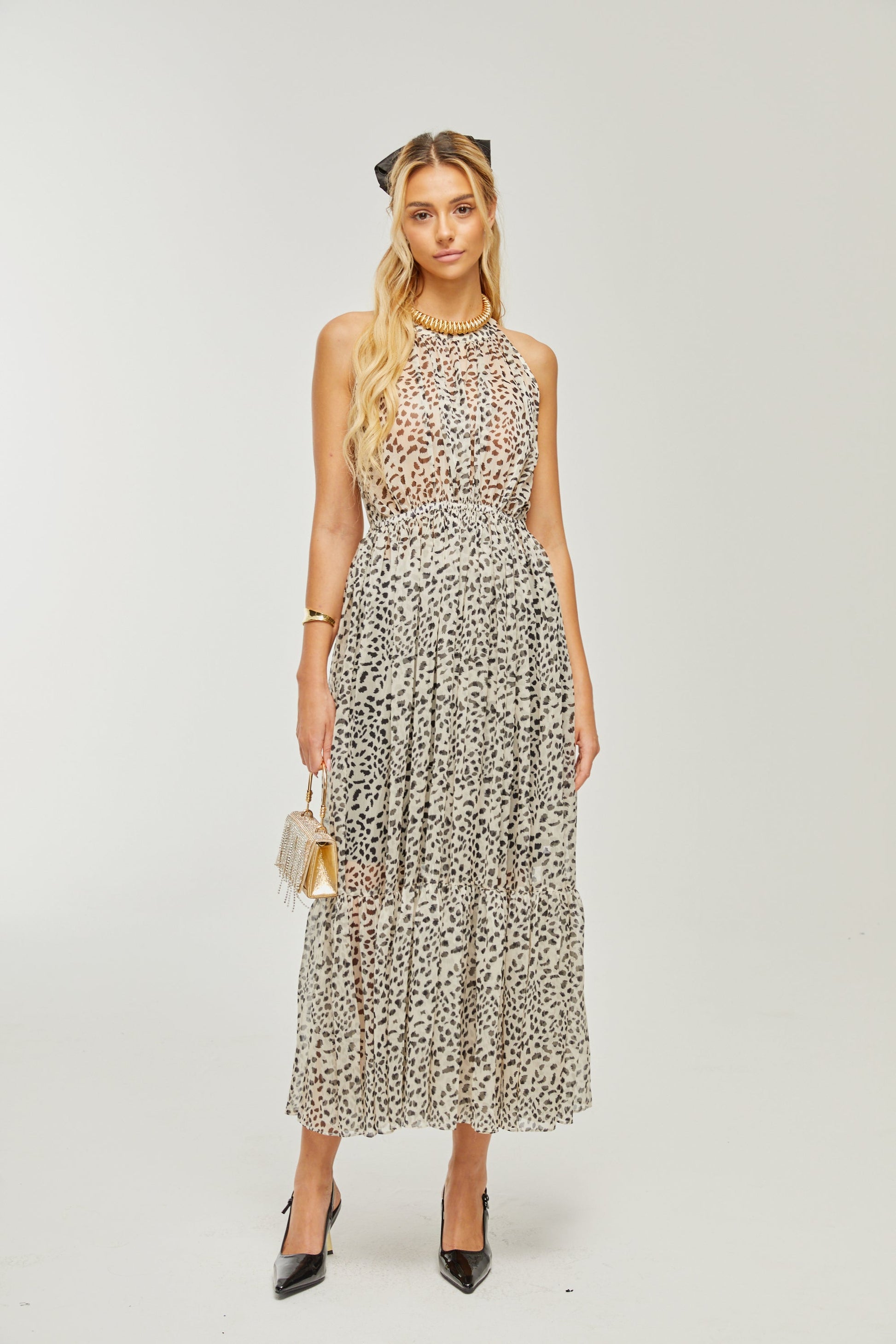 Levoire | Robe Midi Sans Manches À Motif Léopard