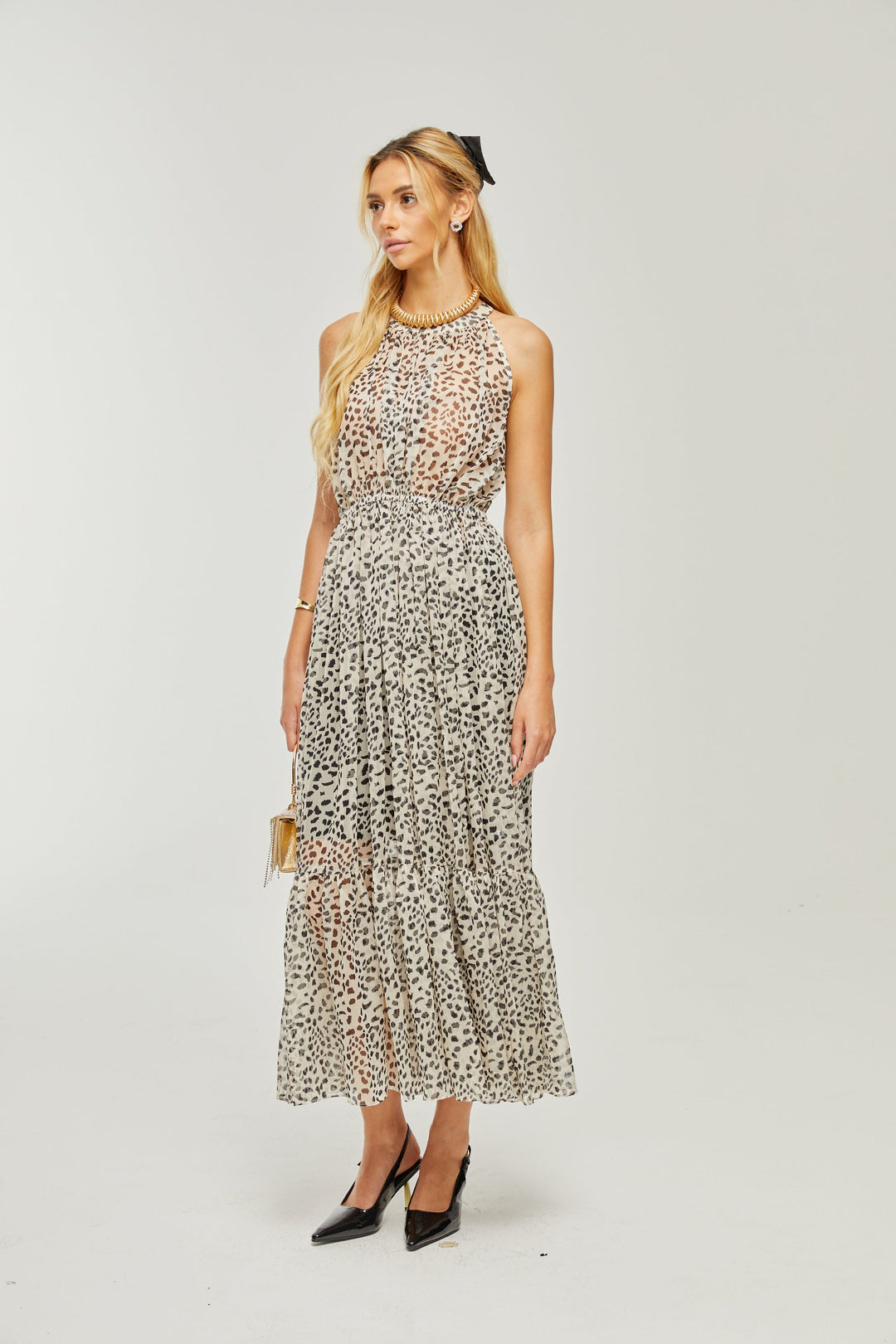 Levoire | Robe Midi Sans Manches À Motif Léopard