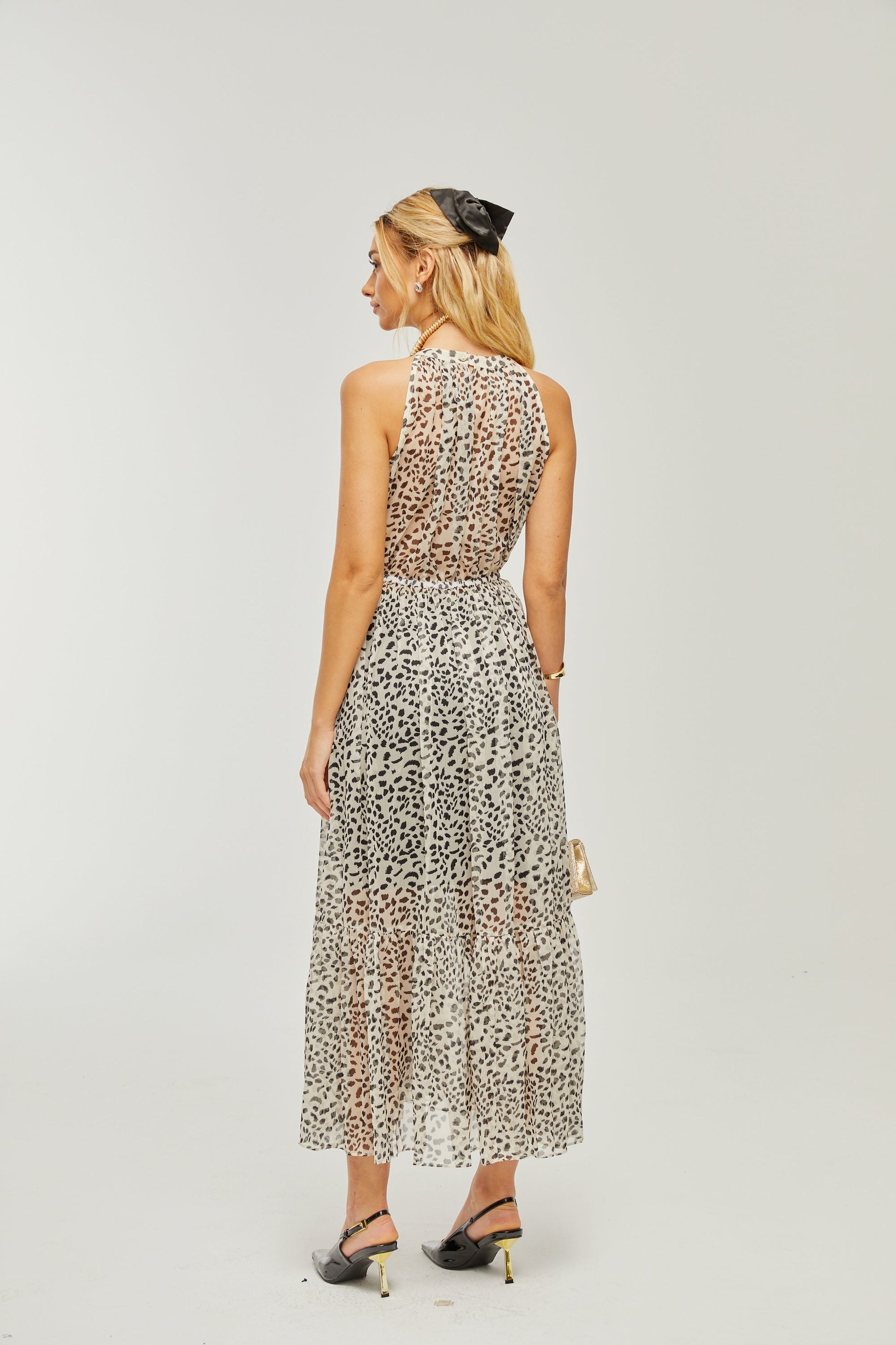 Levoire | Robe Midi Sans Manches À Motif Léopard