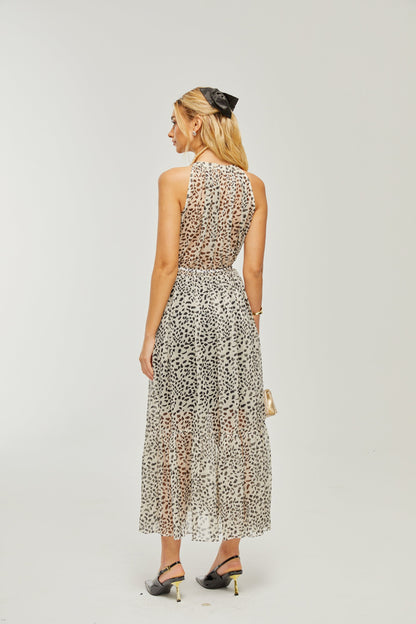 Levoire | Robe Midi Sans Manches À Motif Léopard