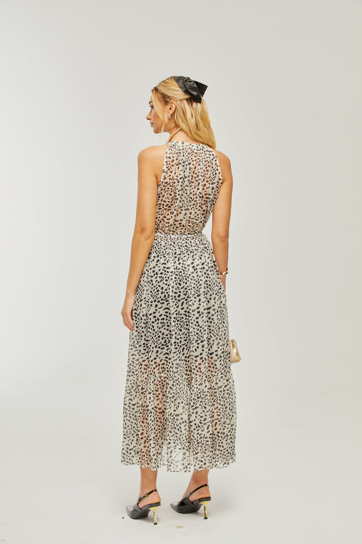 Levoire | Robe Midi Sans Manches À Motif Léopard