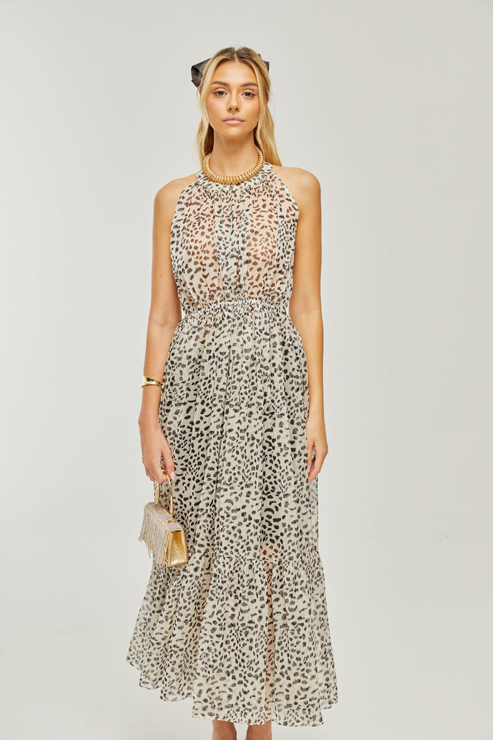 Levoire | Robe Midi Sans Manches À Motif Léopard