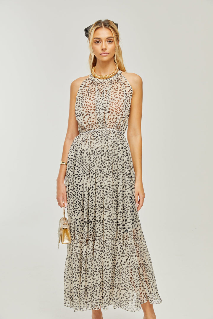 Levoire | Robe Midi Sans Manches À Motif Léopard