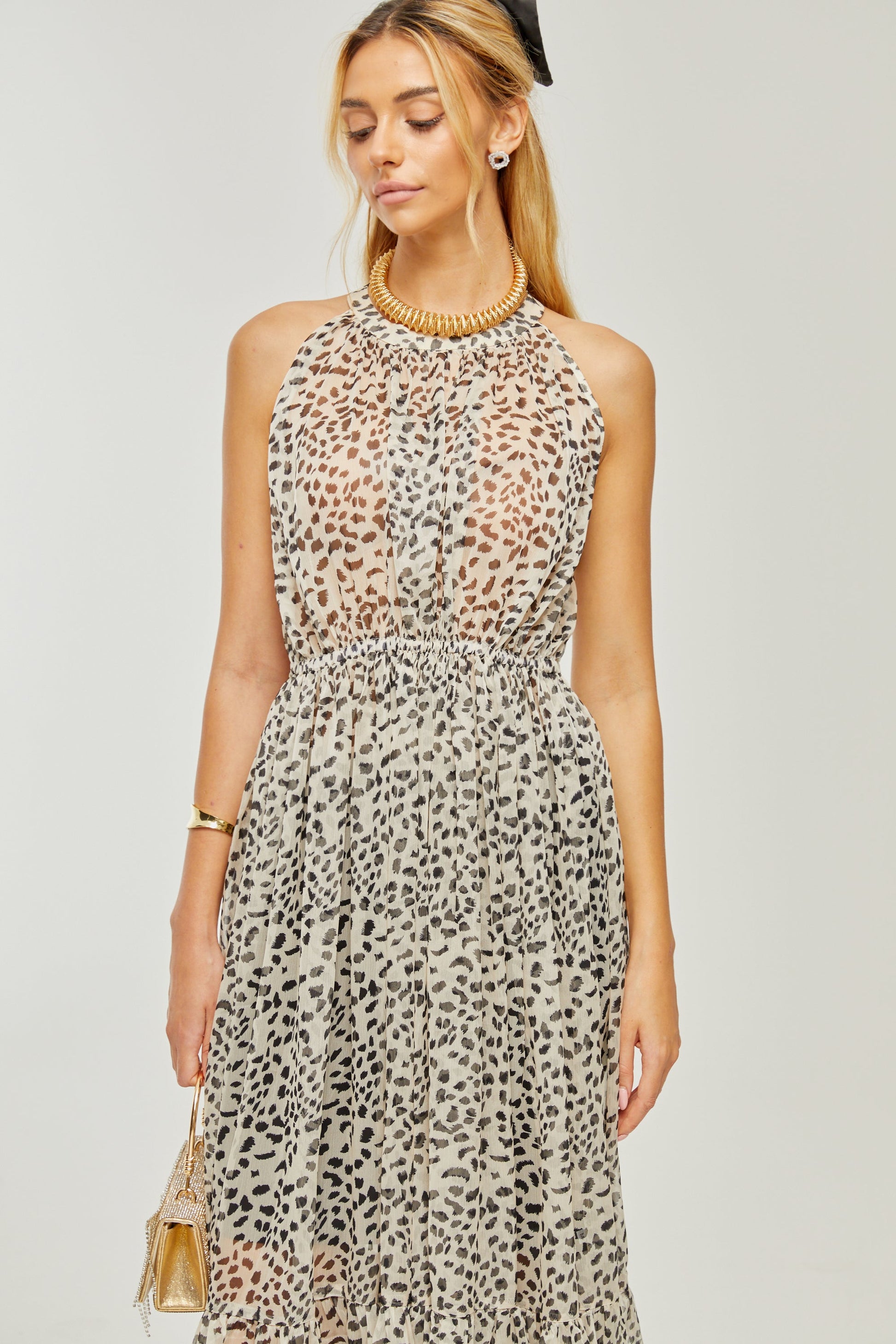 Levoire | Robe Midi Sans Manches À Motif Léopard