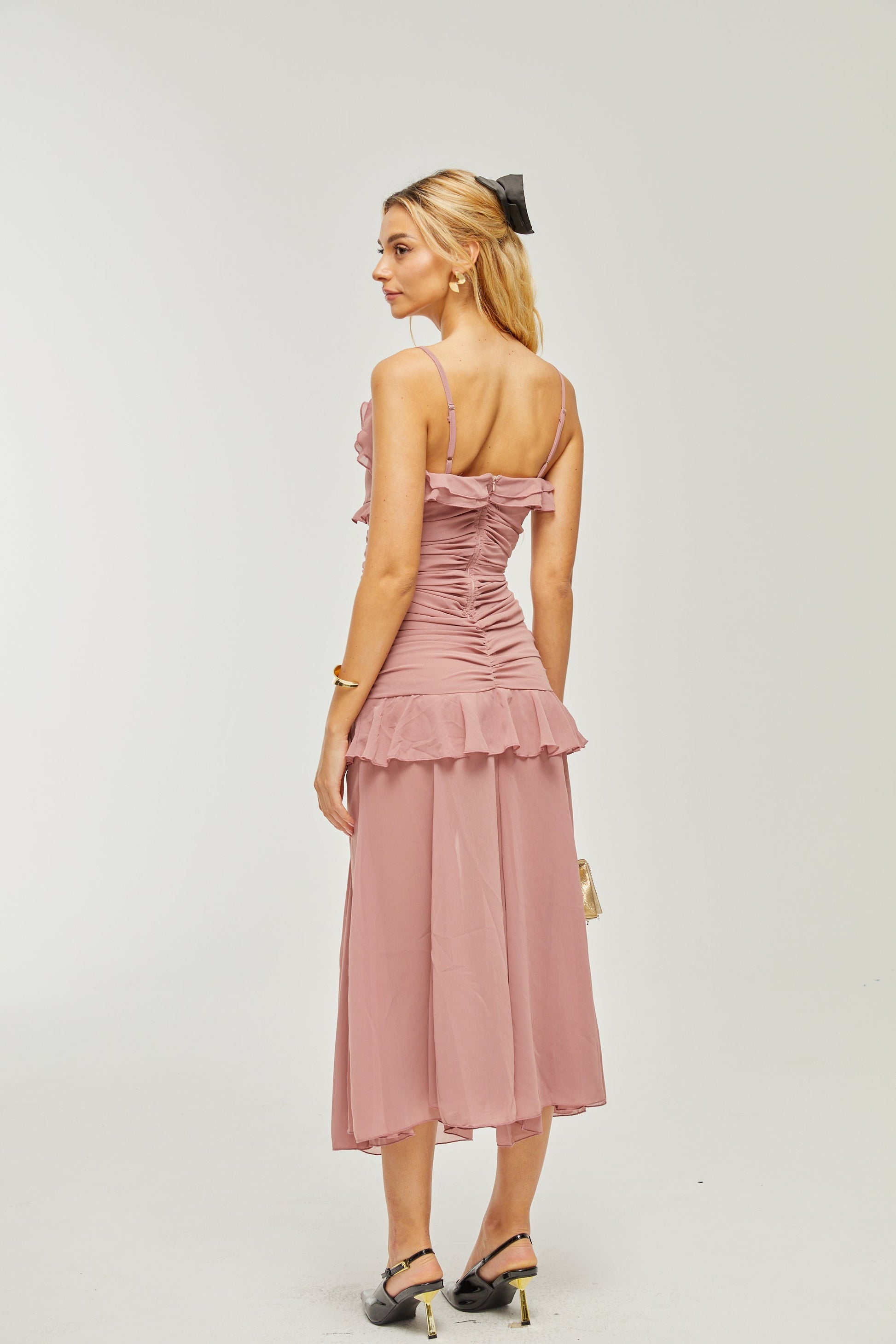 Levoire | Robe Midi Plissée Faux Fleur