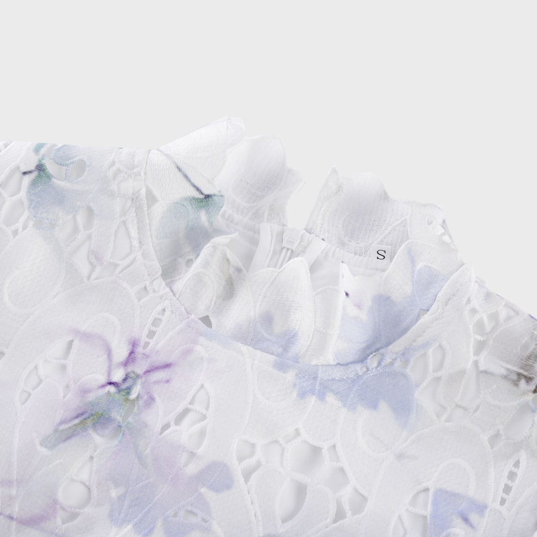 Levoire | Robe Midi À Encolure En Dentelle Imprimé Floral