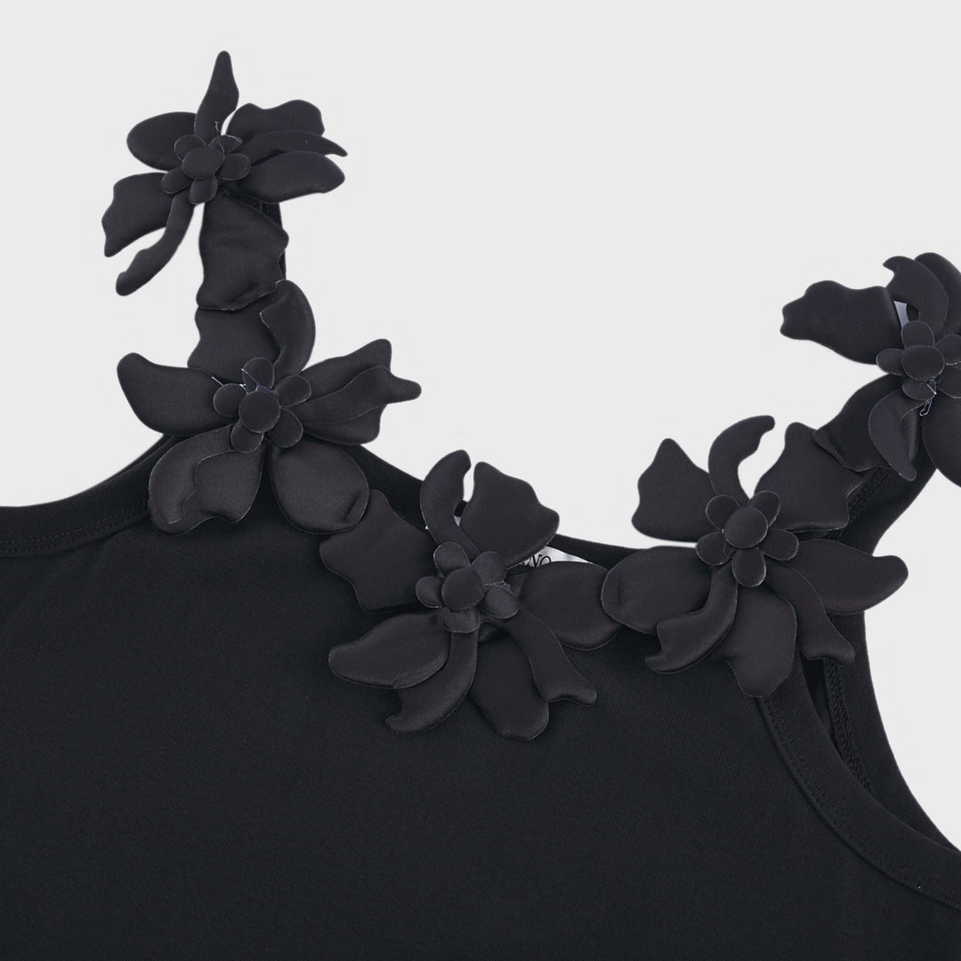 Levoire | Haut Noir Avec Détail De Fausses Fleurs