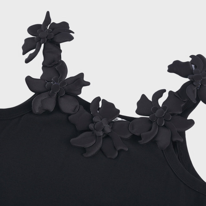 Levoire | Haut Noir Avec Détail De Fausses Fleurs