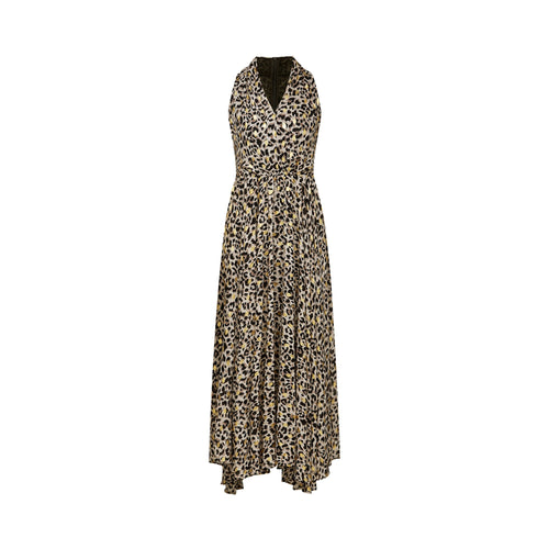 Levoire | V-Décolleté Imprimé Léopard Robe Midi