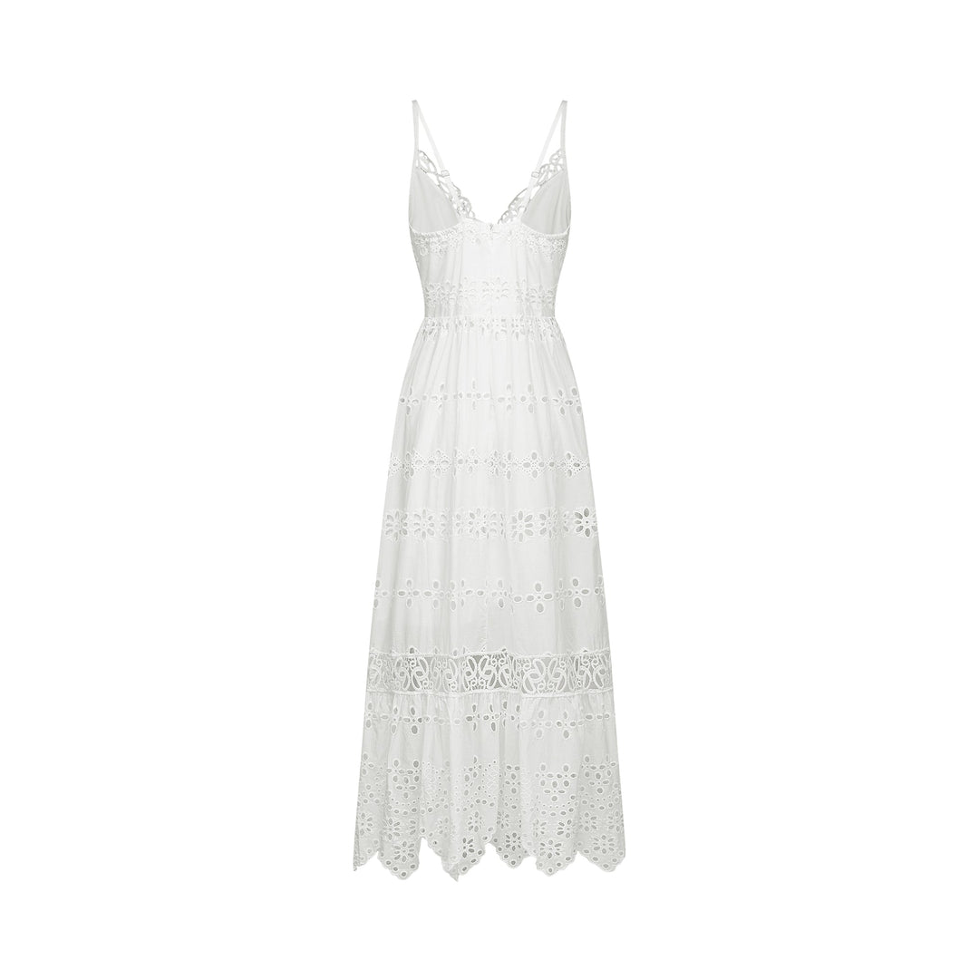 Levoire | V-Décolleté Robe Maxi Brodée
