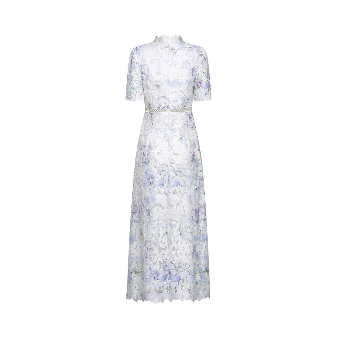 Levoire | Robe Midi À Encolure En Dentelle Imprimé Floral
