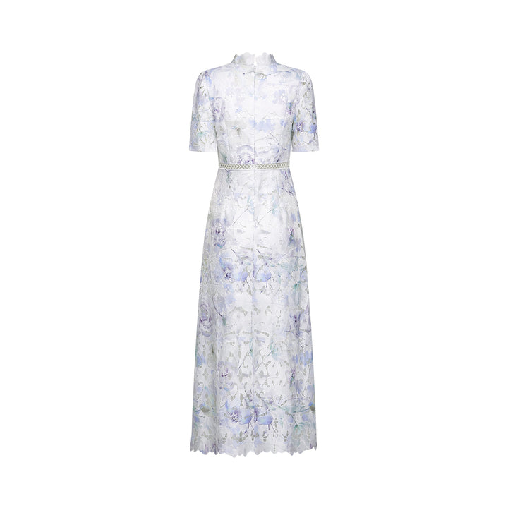 Levoire | Robe Midi À Encolure En Dentelle Imprimé Floral