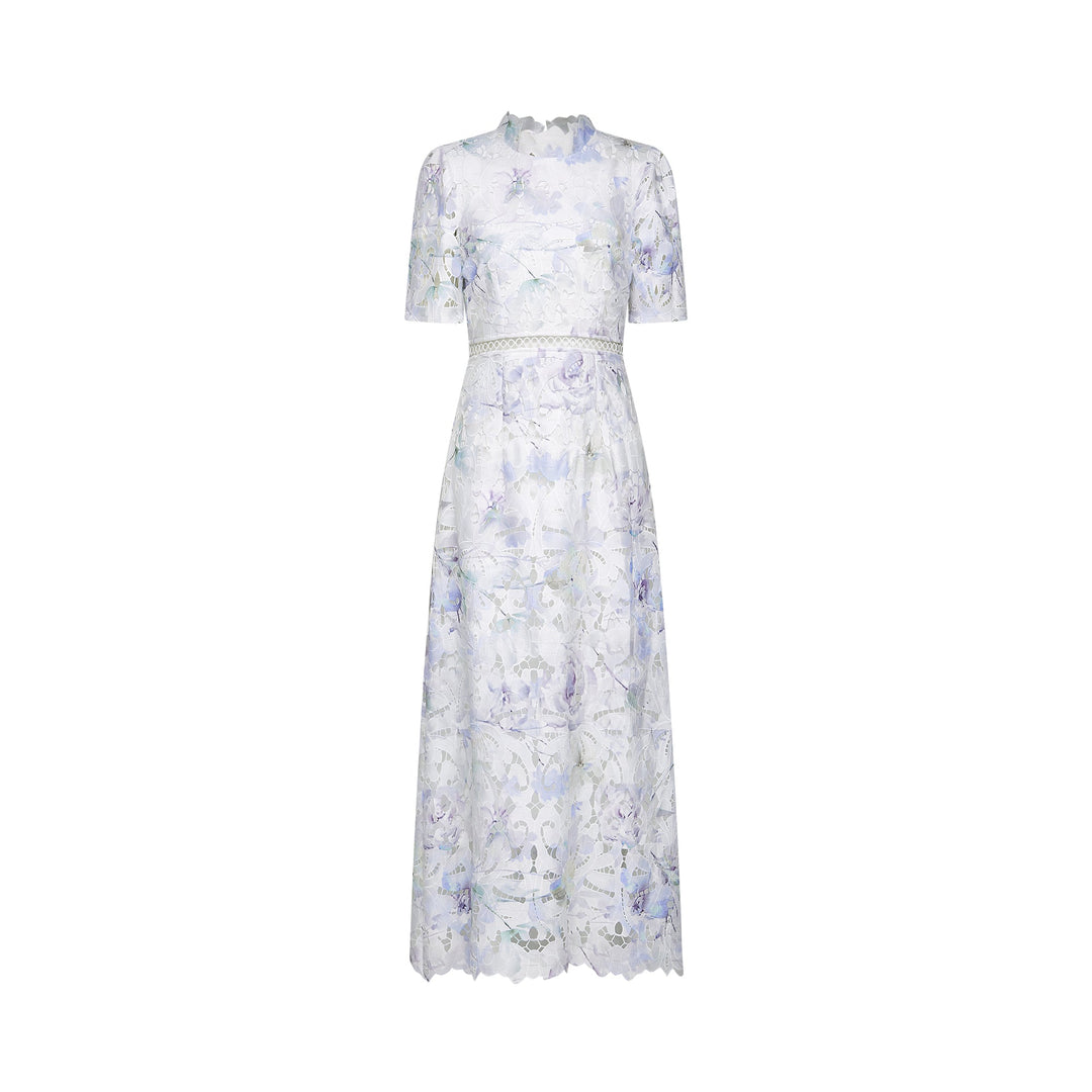 Levoire | Robe Midi À Encolure En Dentelle Imprimé Floral