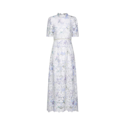 Levoire | Robe Midi À Encolure En Dentelle Imprimé Floral