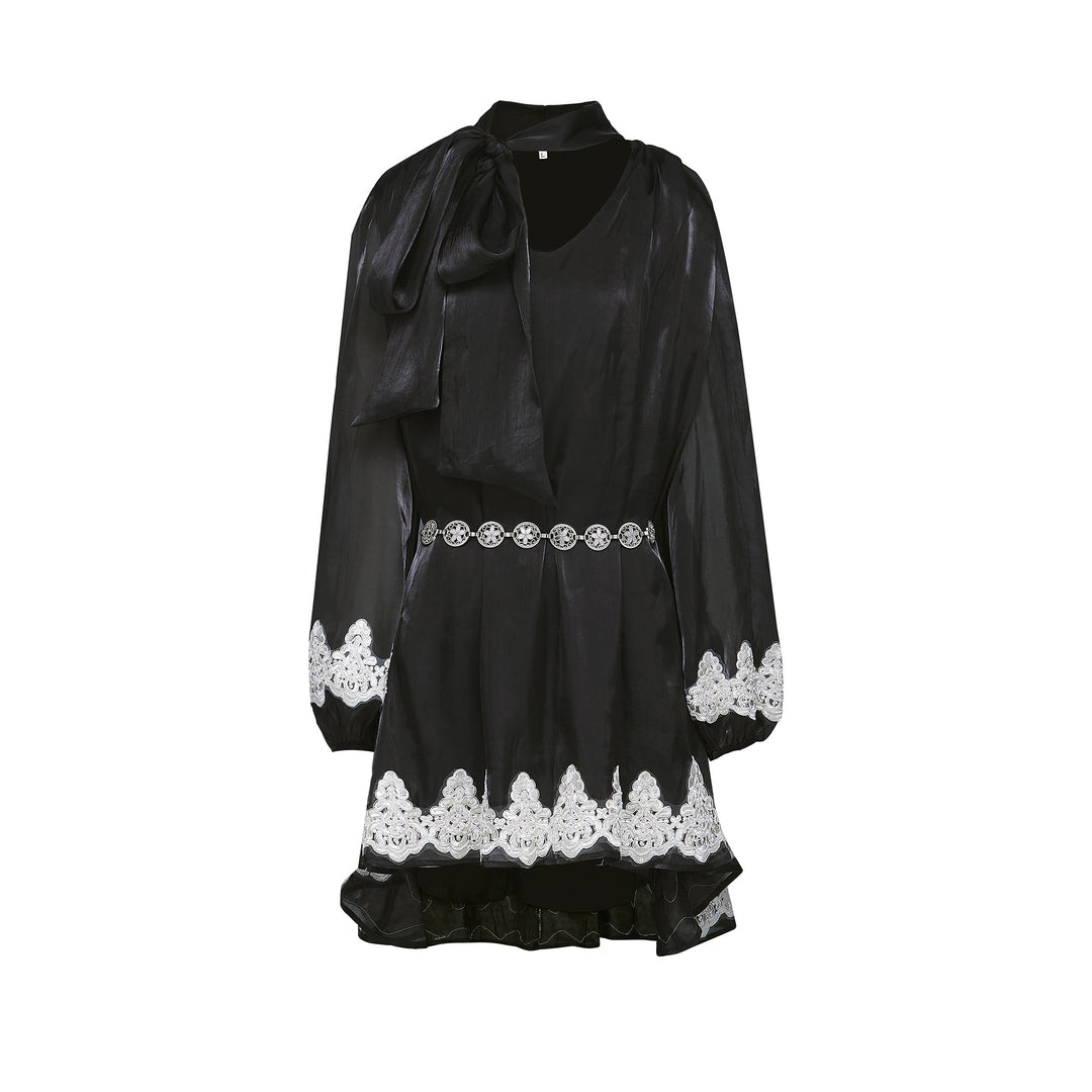 Levoire | Mini Robe Noire Décorée De Fausses Perles