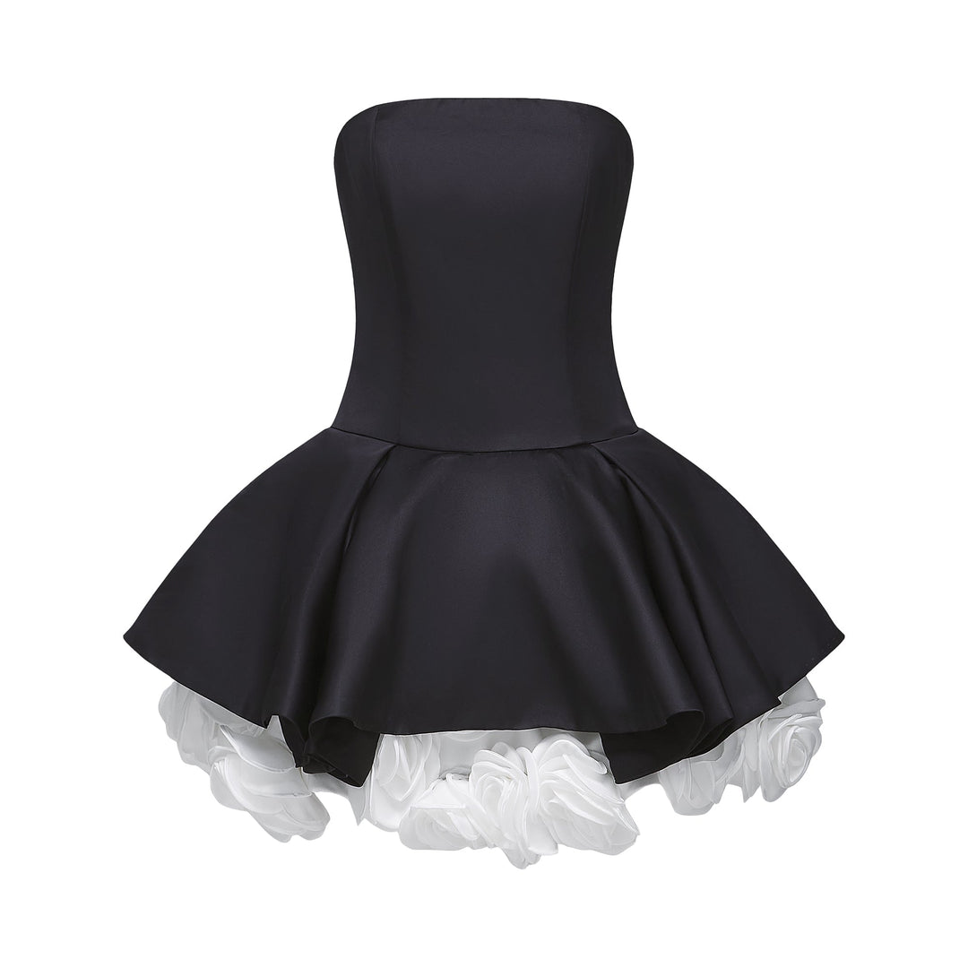 Levoire | Robe Mini Corset Sans Bretelles Petal Noire Noir