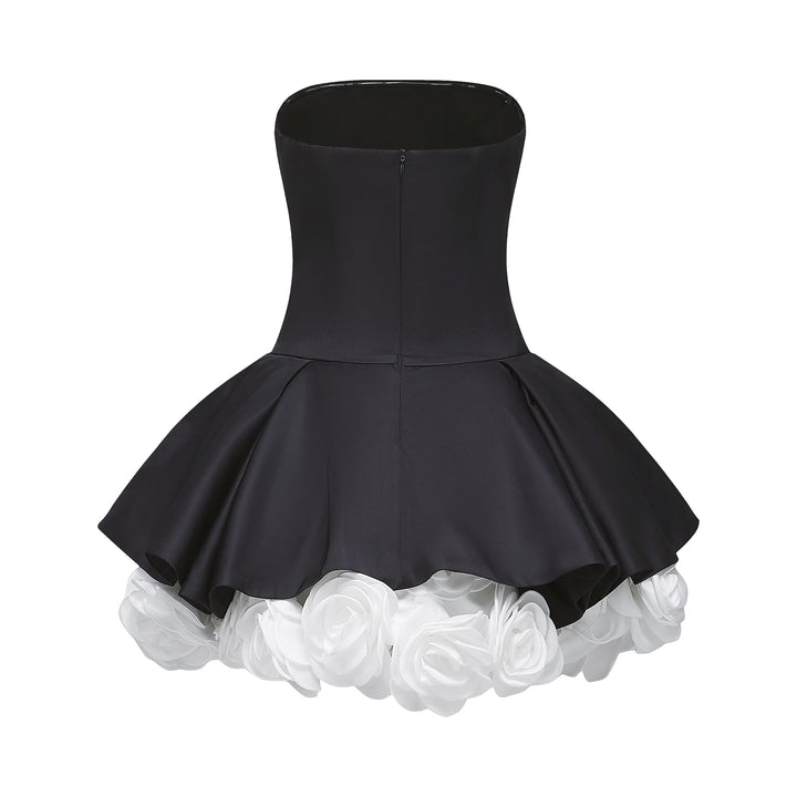 Levoire | Robe Mini Corset Sans Bretelles Petal Noire