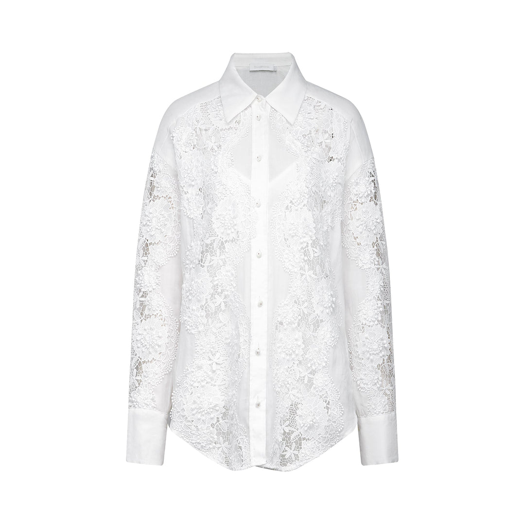 Levoire | Blouse Découpée Brodée De Dentelle