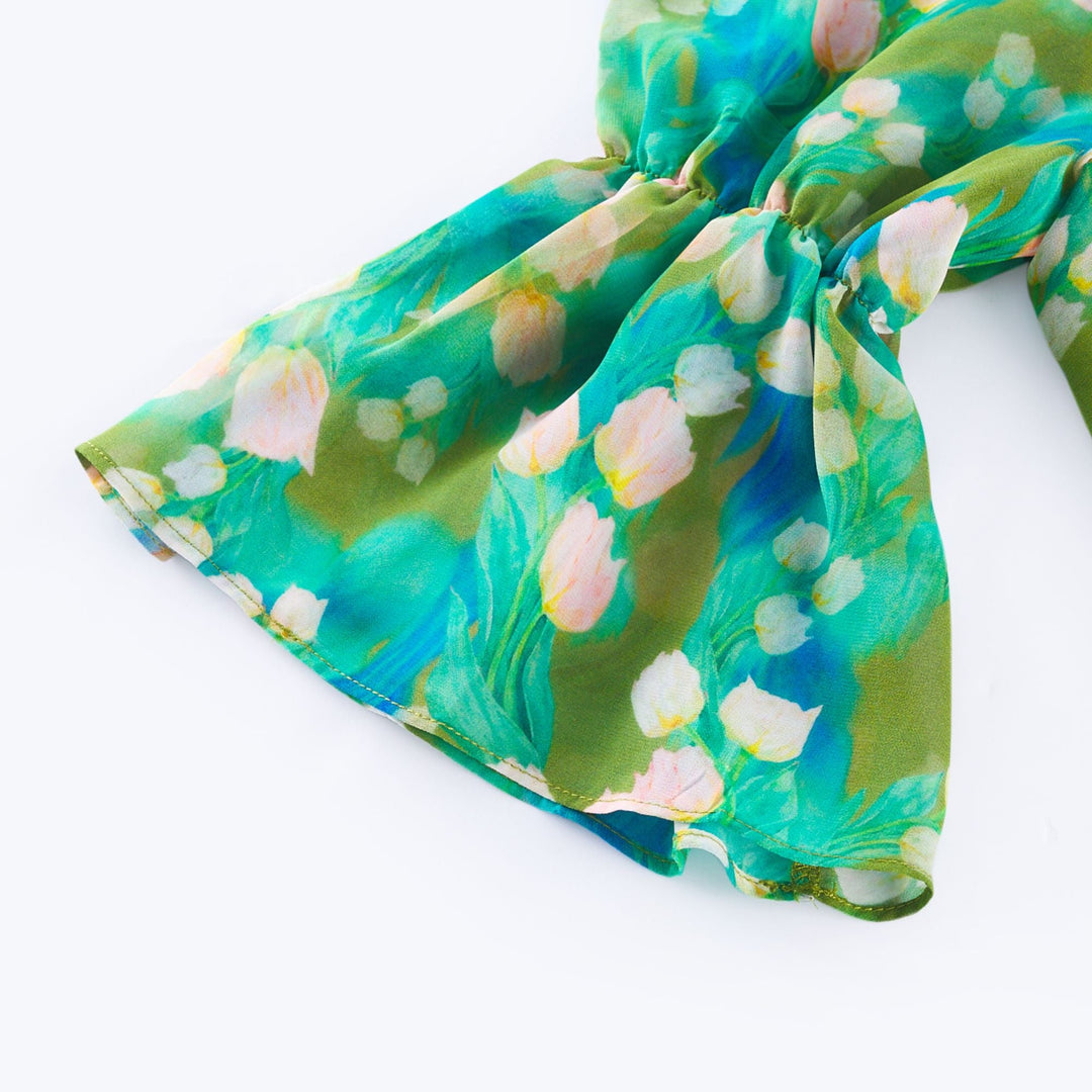 Levoire | Robe Midi À Motifs De Fleurs Vertes