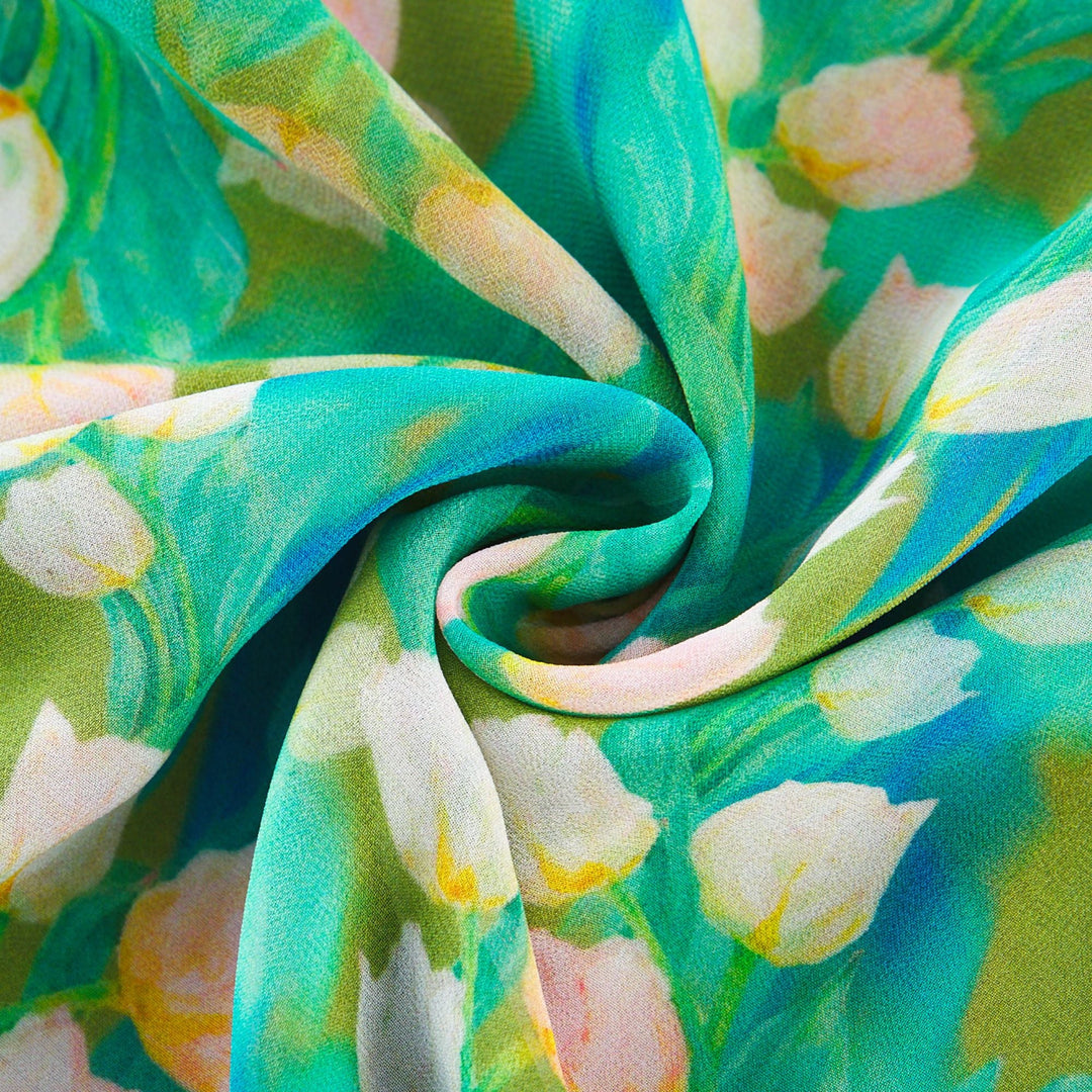 Levoire | Robe Midi À Motifs De Fleurs Vertes