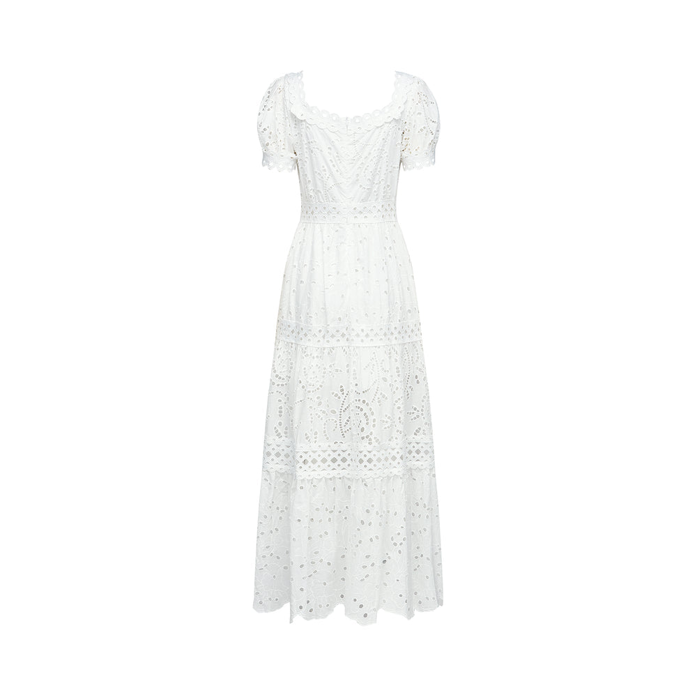 Levoire | Dentelle Découpée Semi Transparent Midi Robe