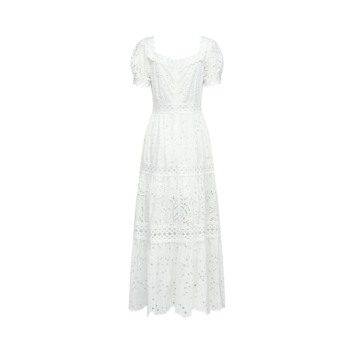 Levoire | Dentelle Découpée Semi Transparent Midi Robe
