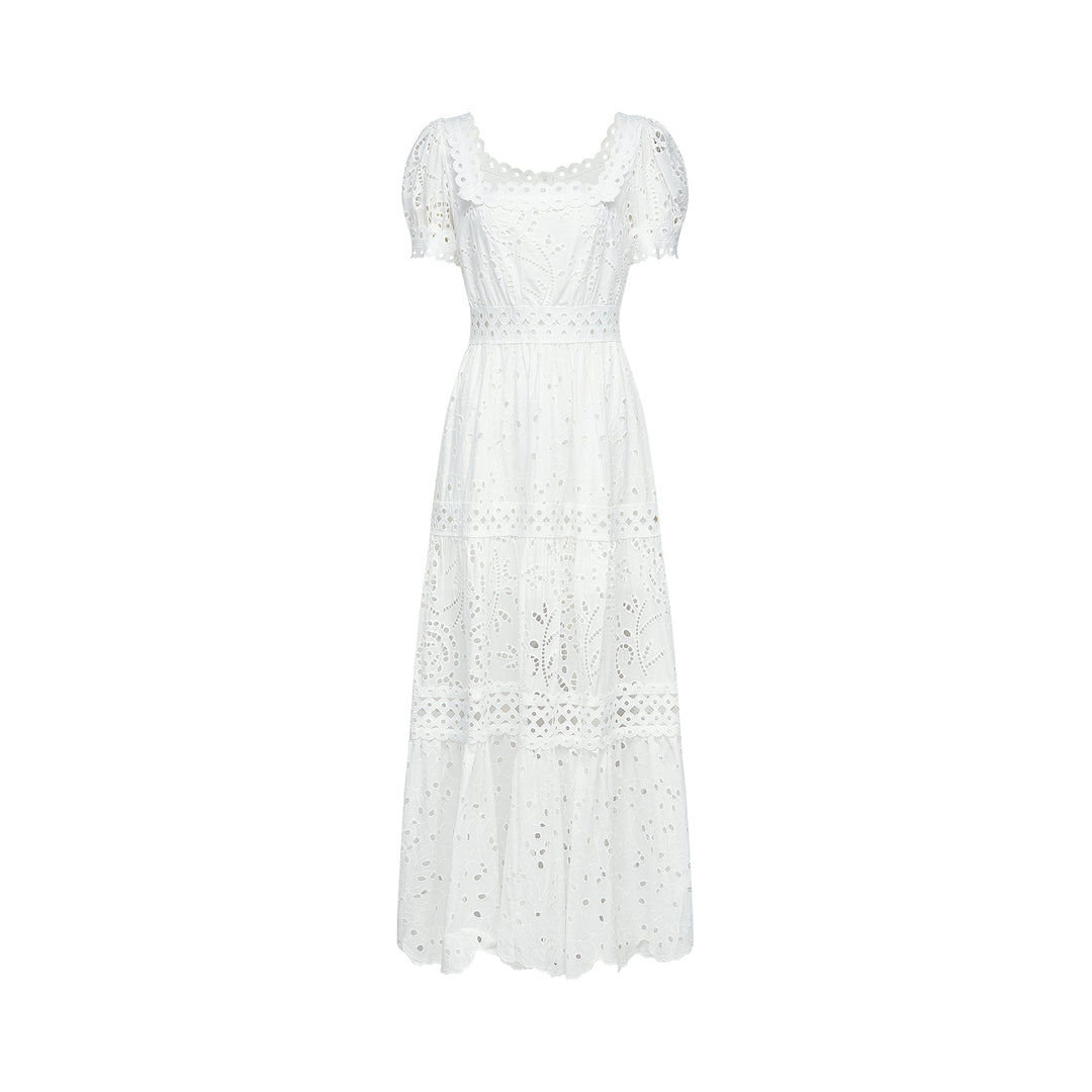 Levoire | Dentelle Découpée Semi Transparent Midi Robe