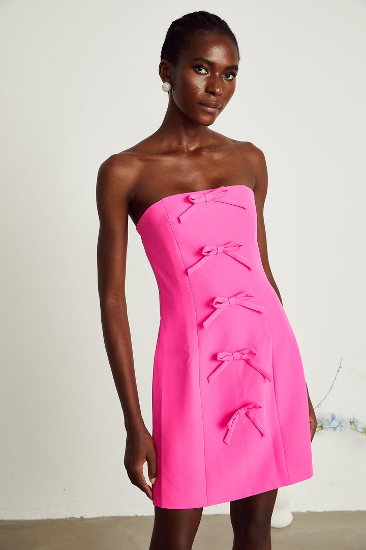 Levoire | Ensemble Coordonné Veste Avec Détail Nœud Rose & Robe