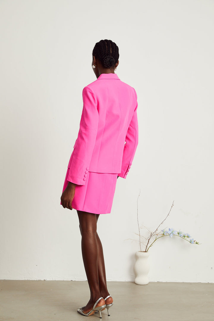 Levoire | Ensemble Coordonné Veste Avec Détail Nœud Rose & Robe