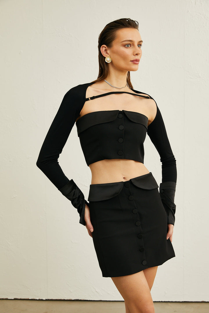 Levoire | Top À Bretelles Détail Crop & Jupe Ensemble Correspondant