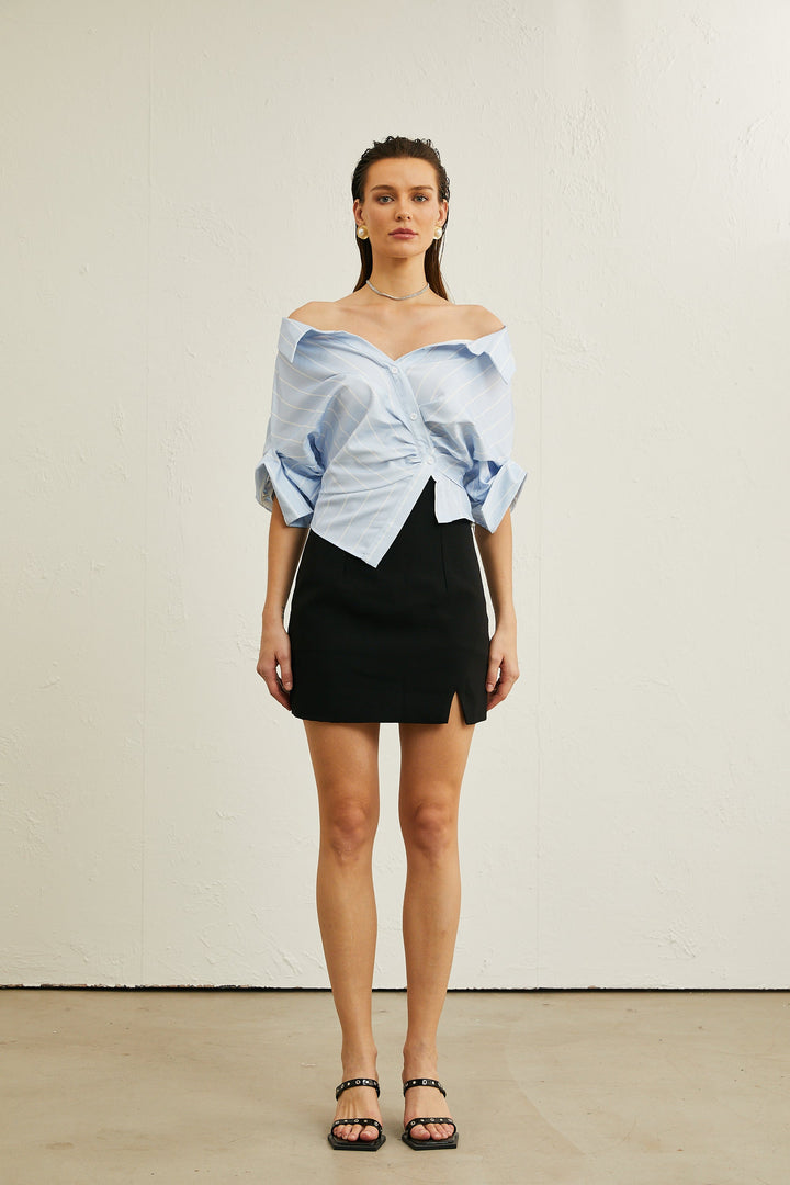 Levoire | Blouse Rayée Off-Shoulder