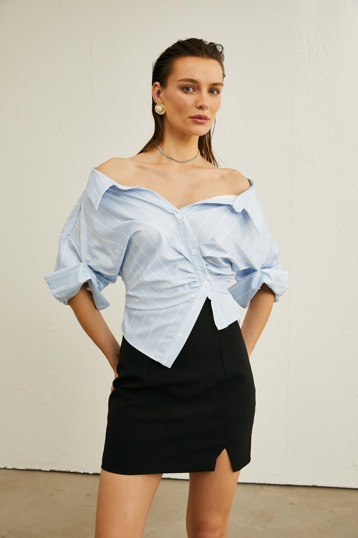 Levoire | Blouse Rayée Off-Shoulder
